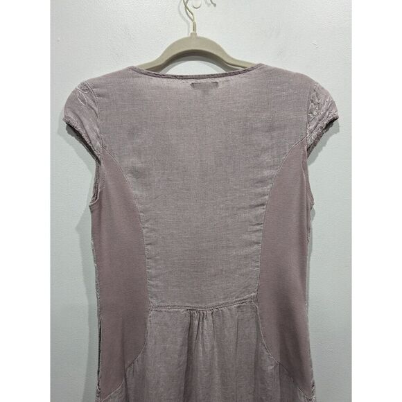 Lina Tomei Linen Made in Italy Embroidered Cap Sleeve Pockets Sheath Dress, XS - Picture 7 of 11
